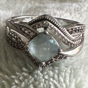 Elegant Silver Ring with Blue Gemstone